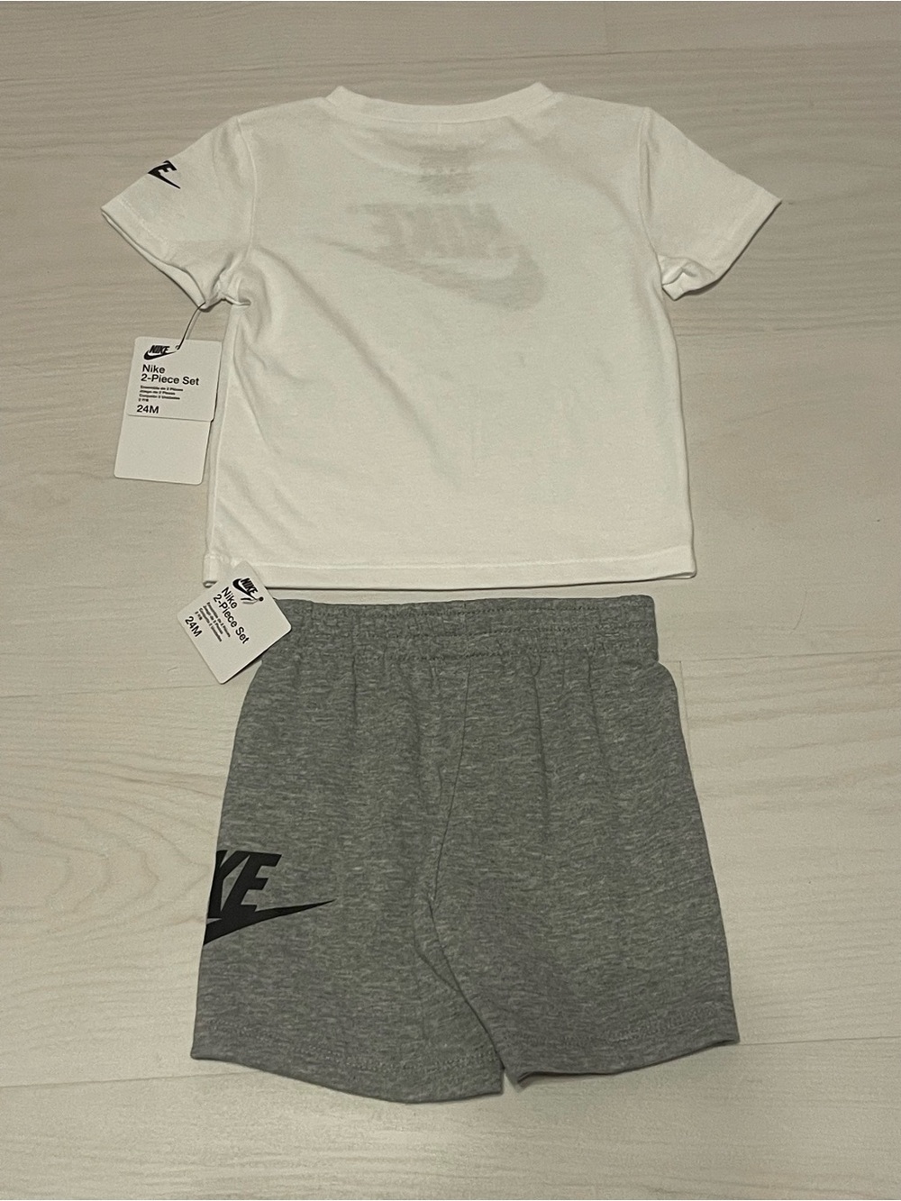 Nike White and Gray Logo Kids 2-Piece Set - Picture 3 of 3